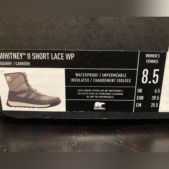 Sorel Whitney II short lace winter water proof insulated boot size 8.5 in quarry - Picture 2 of 8